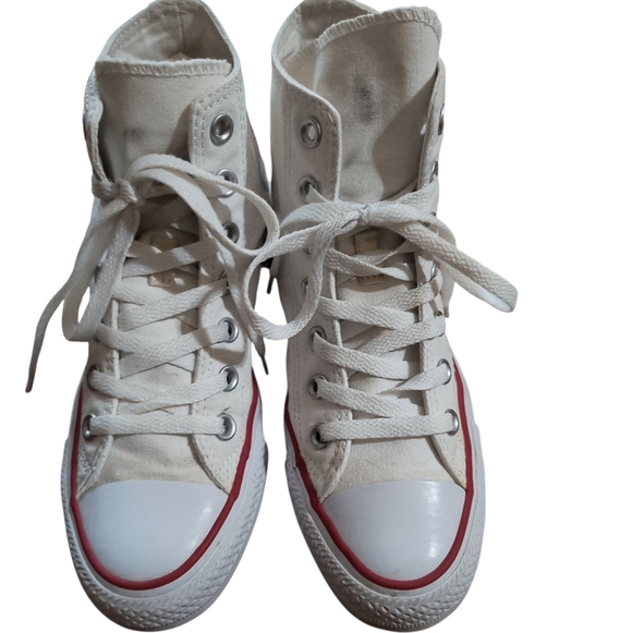 Converse All Star Off White Canvas High-Top Sneakers Size 7 - Picture 2 of 10